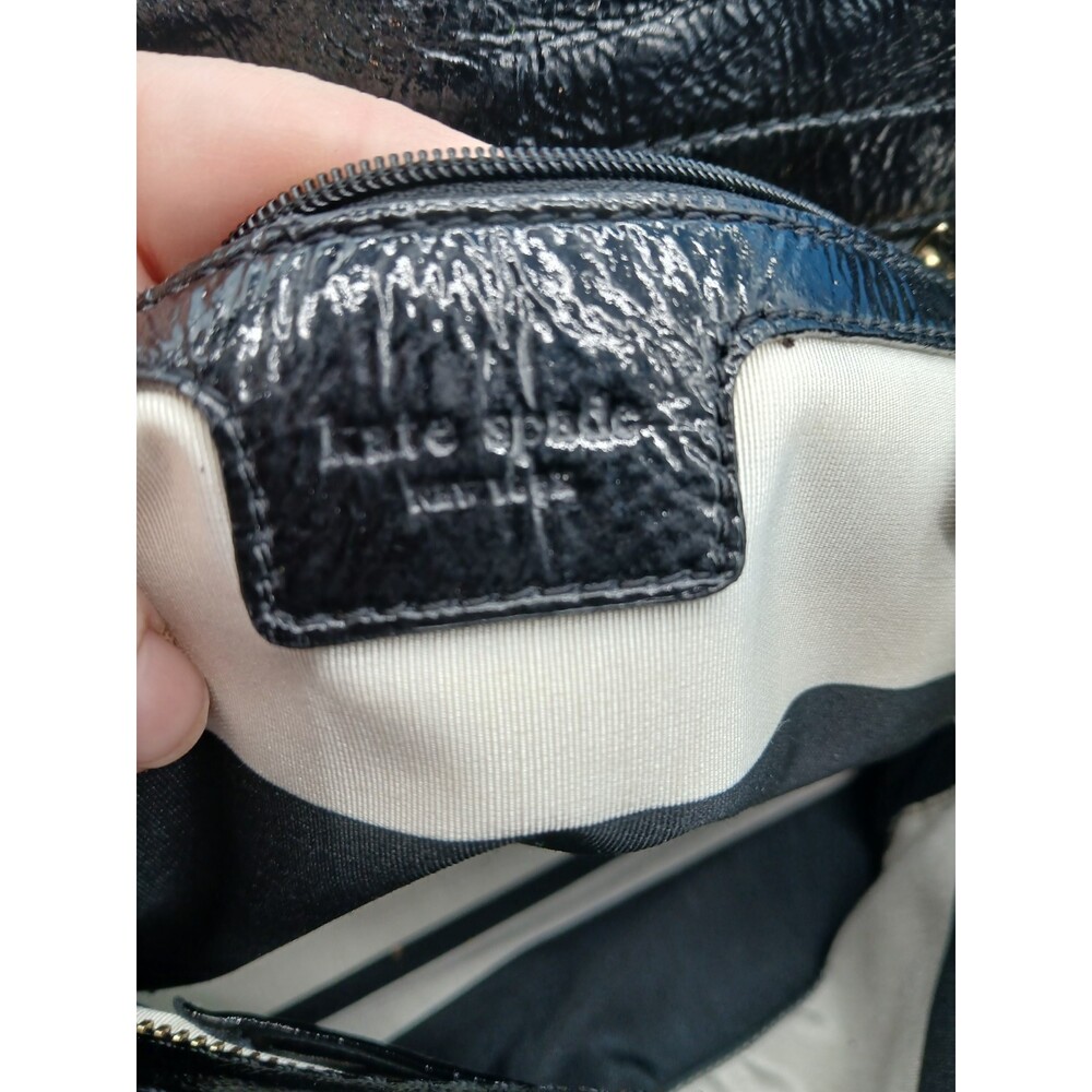 Kate Spade New York Glossy Patent Leather Handbag Black w Shoulder & Tote Straps - Picture 6 of 16